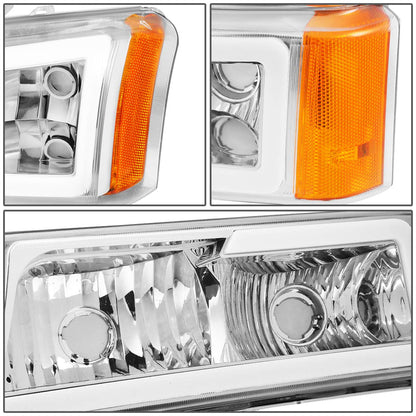 DNA MOTORING HL-LB-CSIL03-BK-CL1 Black Housing 3D LED DRL Headlight Bumper Lamp Set Compatible with 03-06 Silverado 1500-3500 / Avalanche 1500 2500