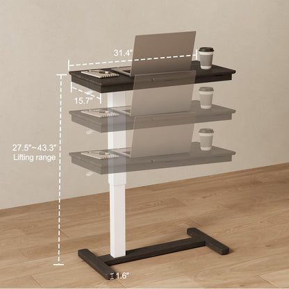 Muwuele Solid Wood Overbed Bedside Table with Wheels, Adjustable Medical Tilt Top Hospital Bed Table Over The Bed, Rolling Laptop Desk, Mobile Standing Desk for Hospital and Home Use (Walnut)