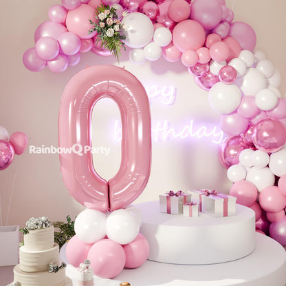 RainbowQ Party 1 Ballon Nummer 40 Zoll für Jungen oder Mädchen Groß Rosa 0-9 Folien-Mylar Großer 1 Zahlenballon Alles Gute zum 1. Geburtstag Party Jubiläumsdekorationen Zubehör