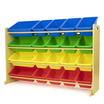 Humble Crew Toy Storage Organizer with 20 Removable Storage Bins for Kids Playroom, 4-Tier Toddler Toy Organization and Storage, Natural/White