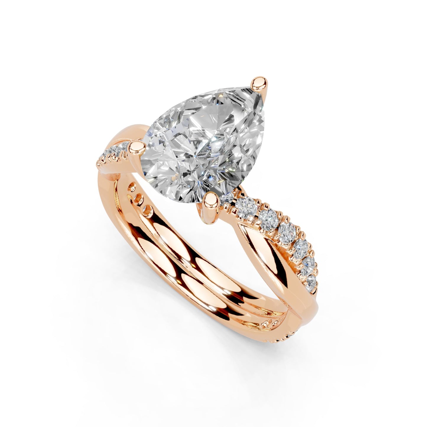 Pear Cut Lab Grown Diamond IGI Certified 3 Prong Split Shank Engagement Anniversary Wedding Ring in 14K Gold, Platinium for Women (1.0-5.0 Ct, F-G Color, VS1-VS2 Clarity)