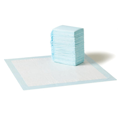 Amazon Basics Leak-Proof Dog and Puppy Potty Training Pee Pads with Quick-Dry 5-Layer Super Absorbent Design for Housebreaking, Regular Size 22x22", Blue & White, 150 Count