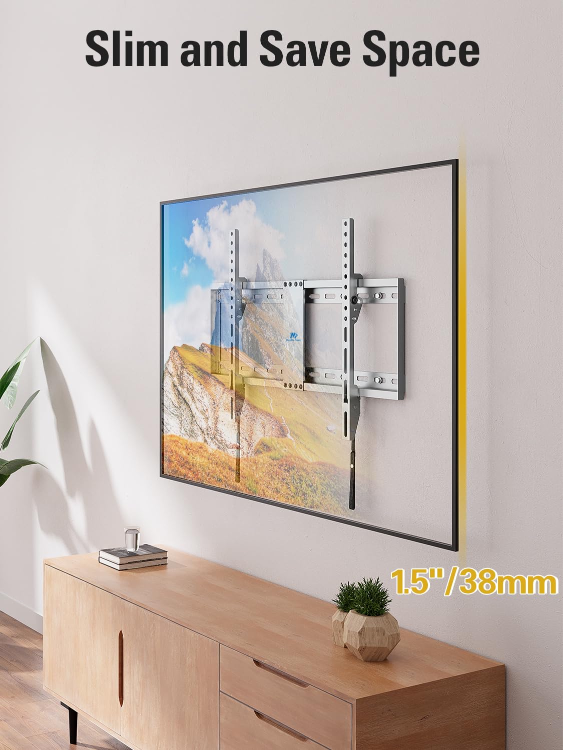 Mounting Dream TV-Wandhalterung für die meisten 37-75-Zoll-Fernseher, universelle neigbare TV-Halterung passend für 16", 18", 24" Ständer mit Tragkraft 132lbs, Max Vesa 600 x 400mm, flache TV-Wandhalterung mit niedrigem Profil