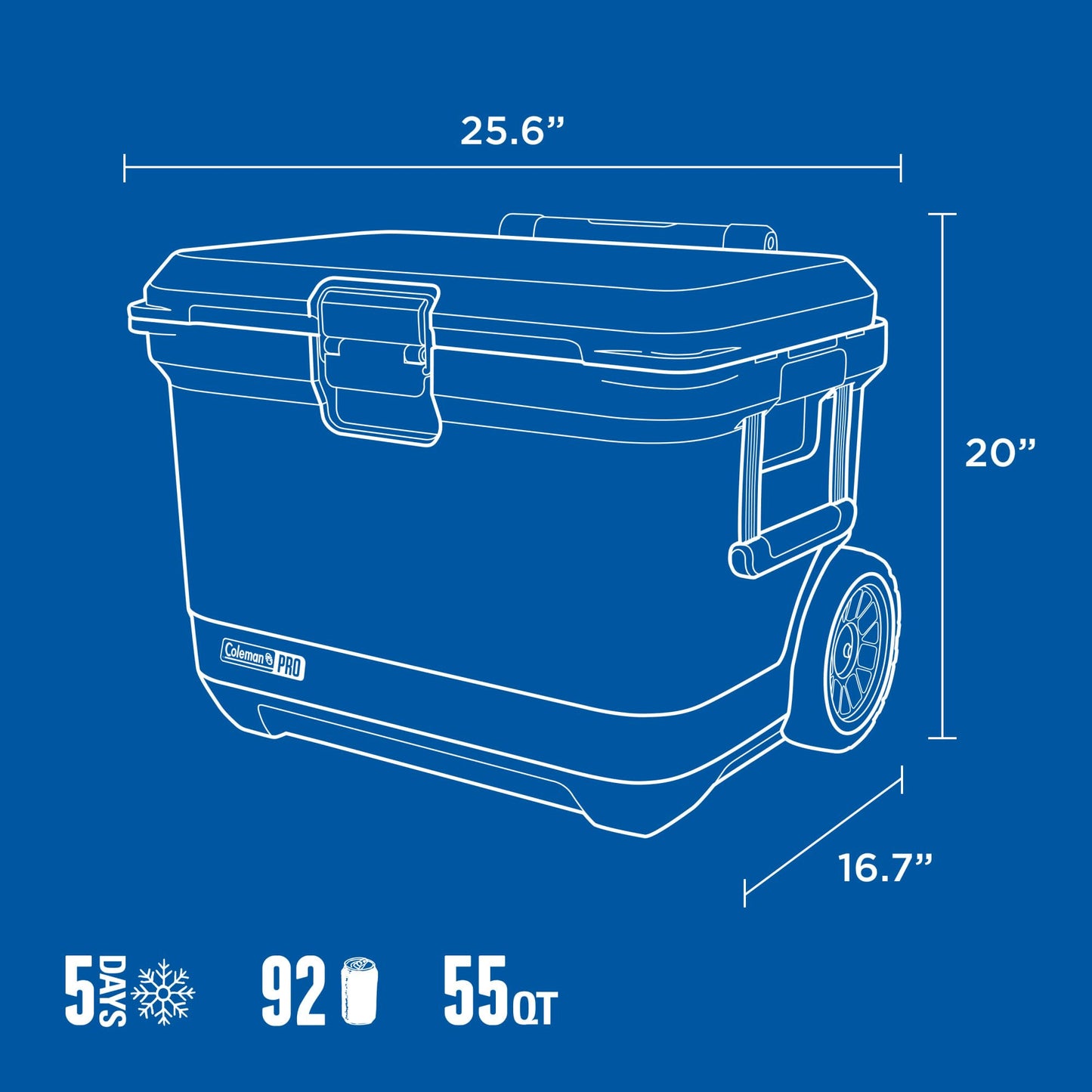 Coleman Pro Heavy-Duty 25qt Ultra-Light Premium Hard Cooler, Extra-Thick Insulation Keeps Ice up to 3 Days, 36-Can Capacity