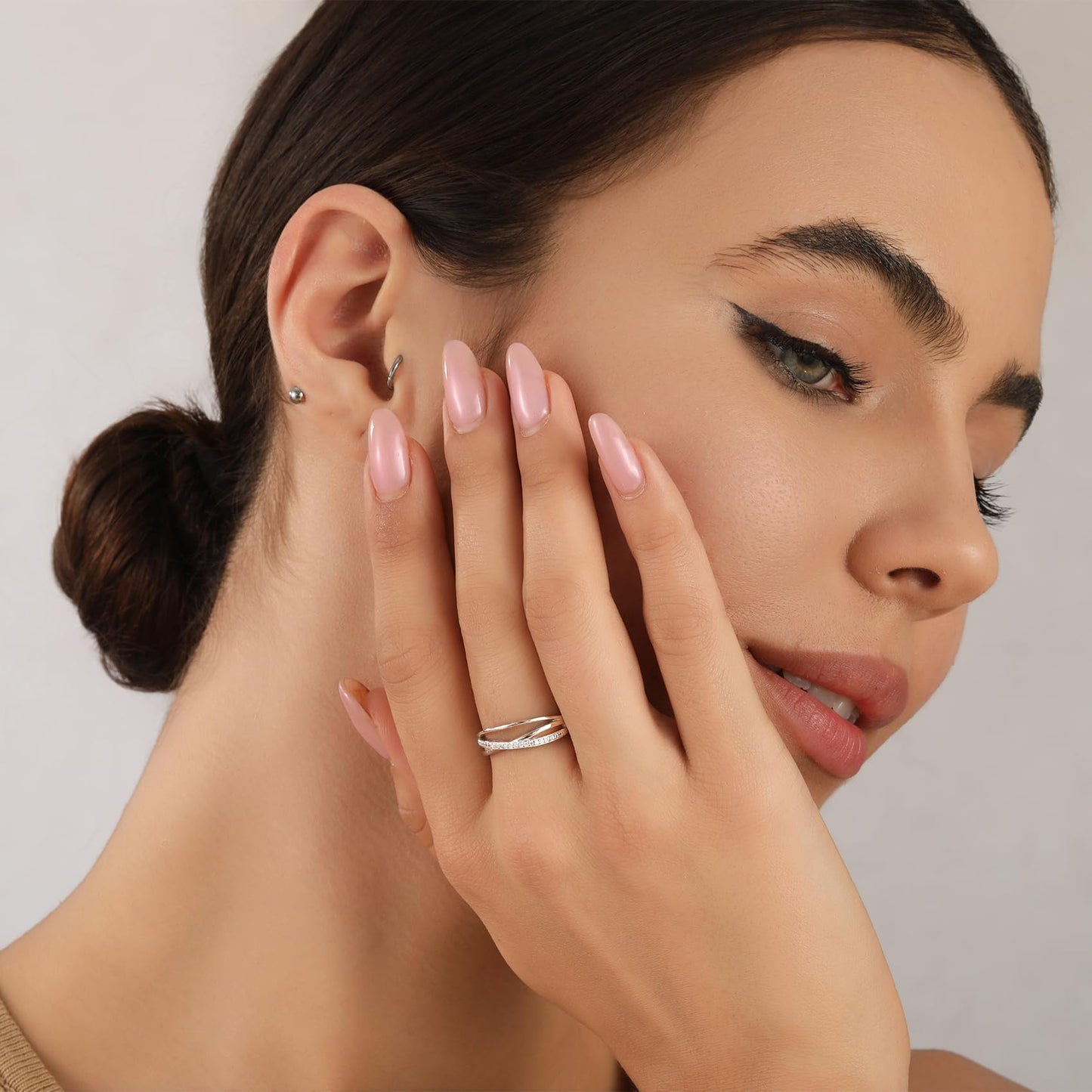 OOOPEL Sterlingsilber Verstellbarer Ring S925 Silberringe für Frauen Zirkonia Twist Liebesknoten Zarter Ring Silber Minimalistischer Offener Fingerring Silber Daumen Sterlingsilberring