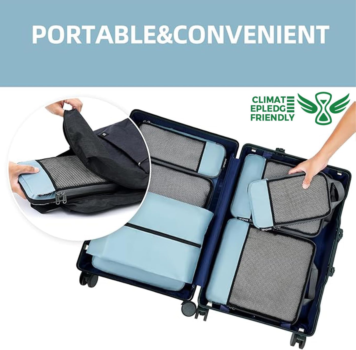 BAGAIL 4er-Set Kompressions-Packwürfel Reise-erweiterbare Packorganizer (Schwarz, 4er-Set)