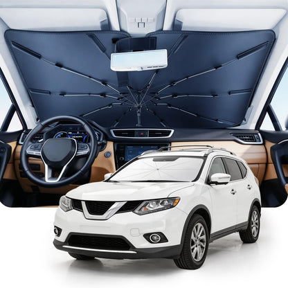 DMJN Umbrella Windshield Sun Shade for Jeep Grand Cherokee (2011-2026), Car Sunshade for Front Windshield [Nano Ice-Crystal Coatings] UPF50+ Heat & UV Block, Protect Interior & Keep Cooler