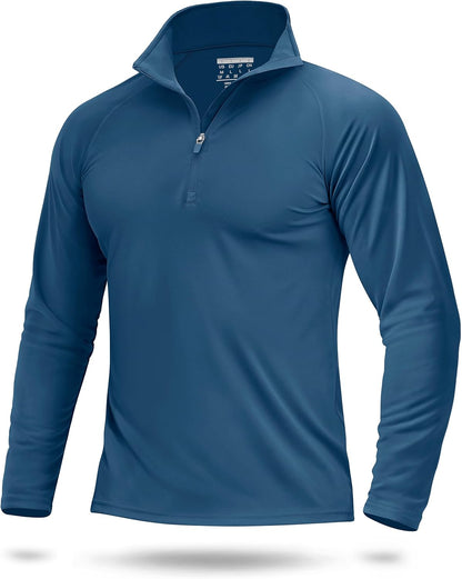 Boladeci Men's Long Sleeve Sun Shirt UPF 50+ UV Protection Quarter Zip Quick Dry Beach Fishing Golf Rash Guard Swim Shirts