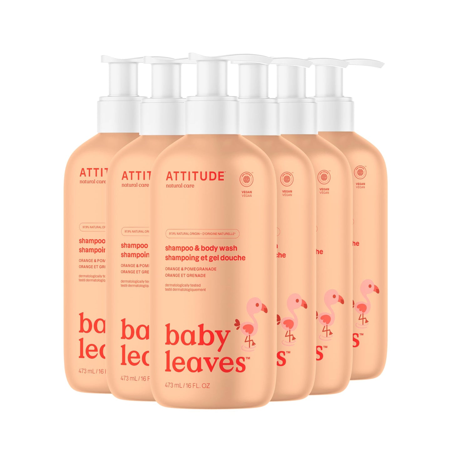 ATTITUDE Baby 2-in-1 Shampoo and Body Wash, Made in Canada, EWG Verified, Dermatologically Tested, Vegan, Pear Nectar, 473 mL