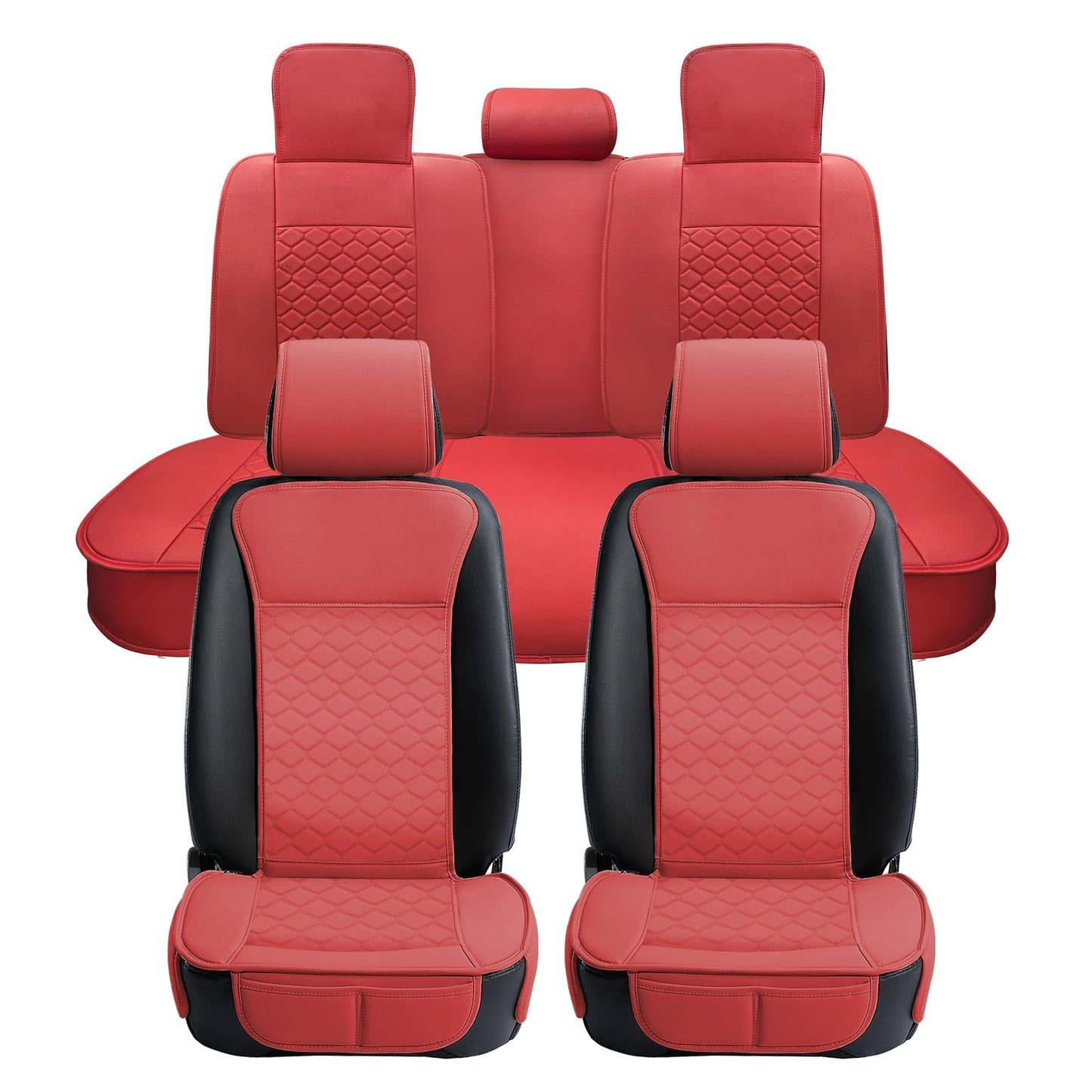 Elantrip 2PCs Front Car Seat Covers Leather Water Proof Seat Protector Universal fit for Most Cars SUVs and Trucks Black