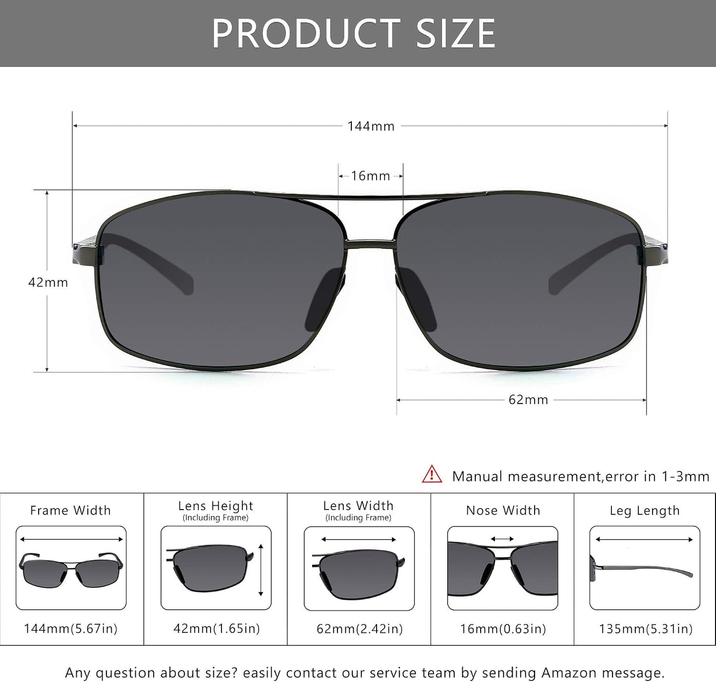SUNGAIT Ultra Lightweight Rectangular Polarized Sunglasses