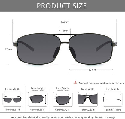 SUNGAIT Ultra Lightweight Rectangular Polarized Sunglasses
