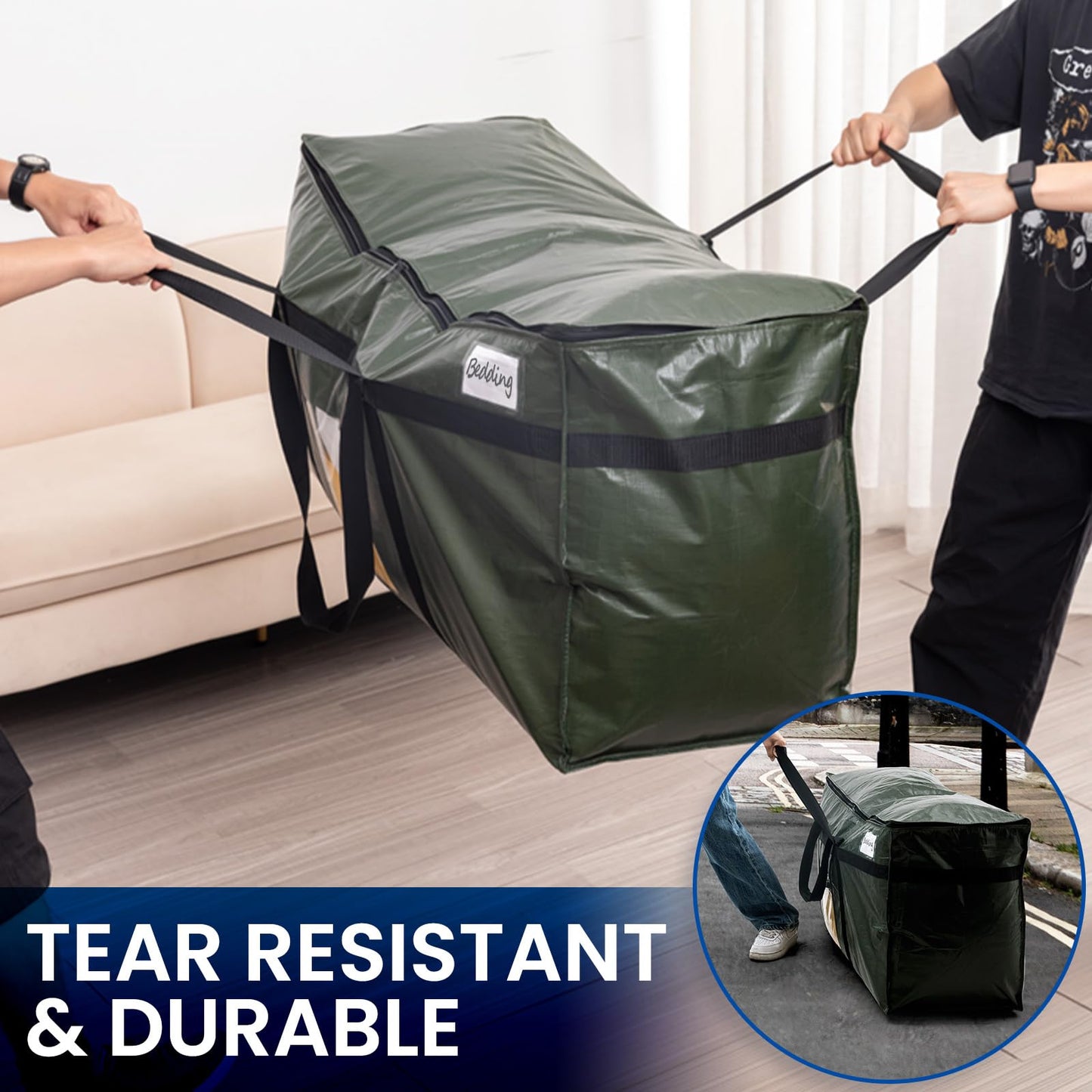 TAILI 69 Gallon Extra Large Storage Bags, XXL Blue Heavy Duty Moving Bags For Storage with Visible Window, Wrap Around Handles, Totes for Space Saving, Alternative to Moving Boxes (2 Pack)