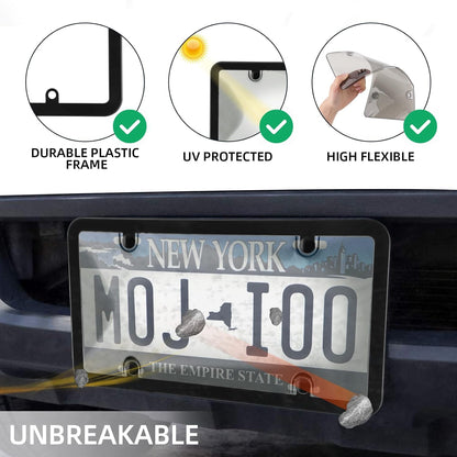 2er Pack Auto Getönte Nummernschildabdeckungen Rahmen Schild Combo - Unzerbrechliche Getönte Nummernschildabdeckung Passend für Alle Standard US-Kennzeichen, Blasen-Design Nummernschildhalter mit Schrauben & Kappen (Schwarz)