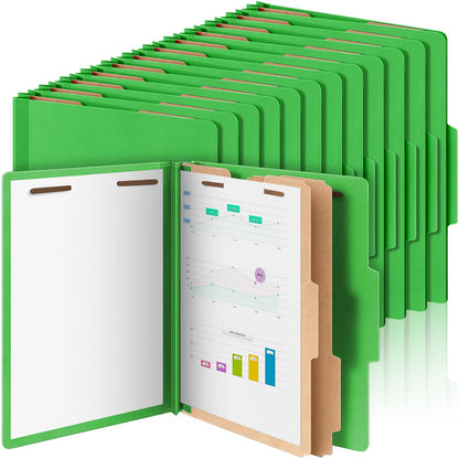 Skyygemm 24 Pcs Classification Folders Letter Size Bulk - 2 Dividers Pressboard File Folder with 3. 5 Inch Expansion, 2 Prongs Fastener, Heavy Duty Office File Organizer for Teacher Medical (Yellow)