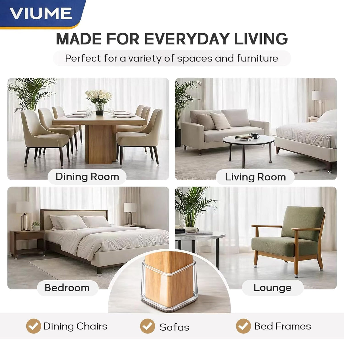 Chair Leg Floor Protectors 24PCS Furniture Sliders for Hardwood Floors, Silicone Chair Leg Protectors for Protecting Floors from Scratches and Noise, Clear-Universal Large