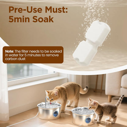 Katzen-Trinkbrunnen aus Edelstahl: Katzenbrunnen - 2,2L/74oz Wasserbrunnen für Katzen - Trinkbrunnen für Katzen - Automatischer Haustierwasserspender - Hundenapf - für Haustiere & Kleintiere