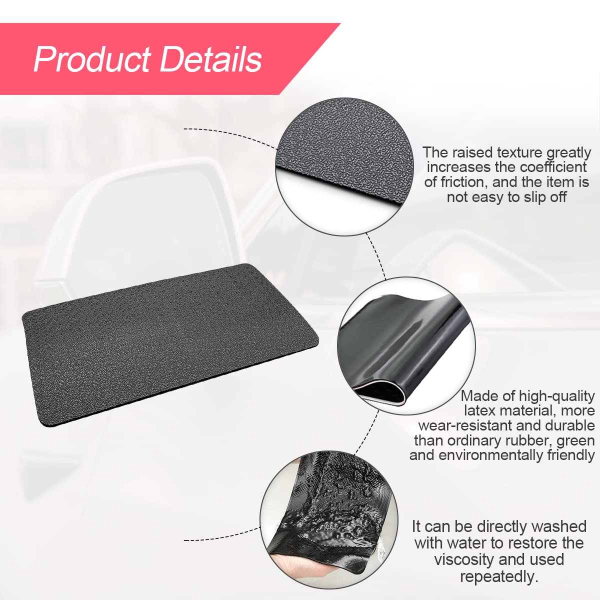 Auto-Armaturenbrett-Anti-Rutsch-Gummipad, 27 x 15 cm Universal rutschfeste Auto-Magic-Armaturenbrett-Haftmatte für Handys, Sonnenbrillen, Schlüssel, elektronische Geräte und mehr (Schwarz/Gitter)