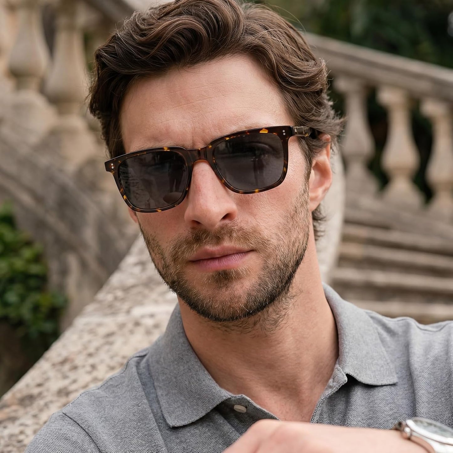 CARFIA Square Polarized Sunglasses for Men