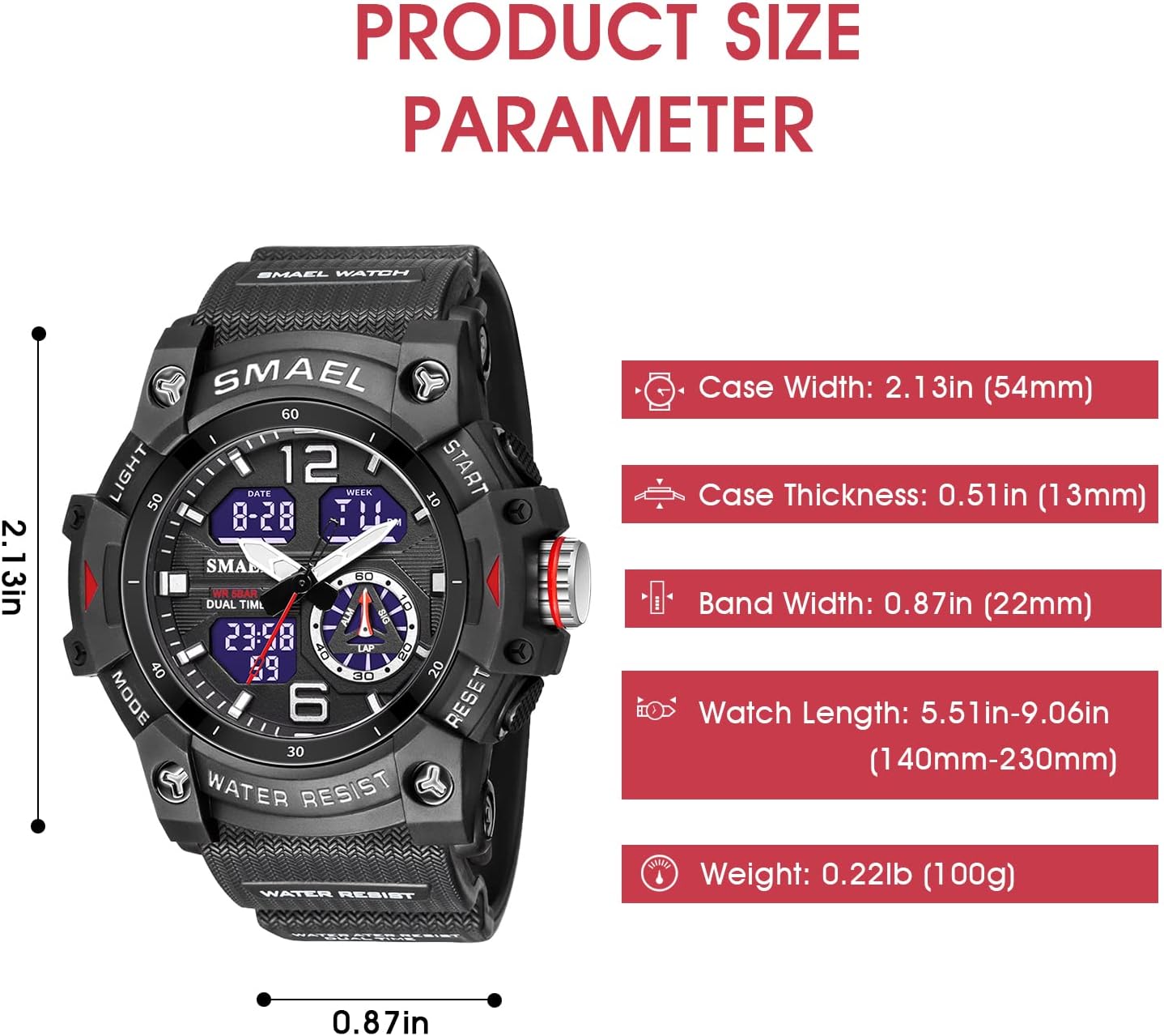 Herren Digitaluhr, Sportuhren für Männer Outdoor Militär Digital Analog Stoppuhr Wasserdicht Multifunktionale Armbanduhr