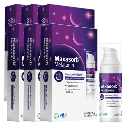 Vita Sciences Maxasorb Melatonin Cream for Sleep Rich Melatonin 3mg - Melatonin Night Cream - Unscented Melatonin 3 Mg. Topical Melatonin Lotion Can Be Used For Face and Body - Pack of 3