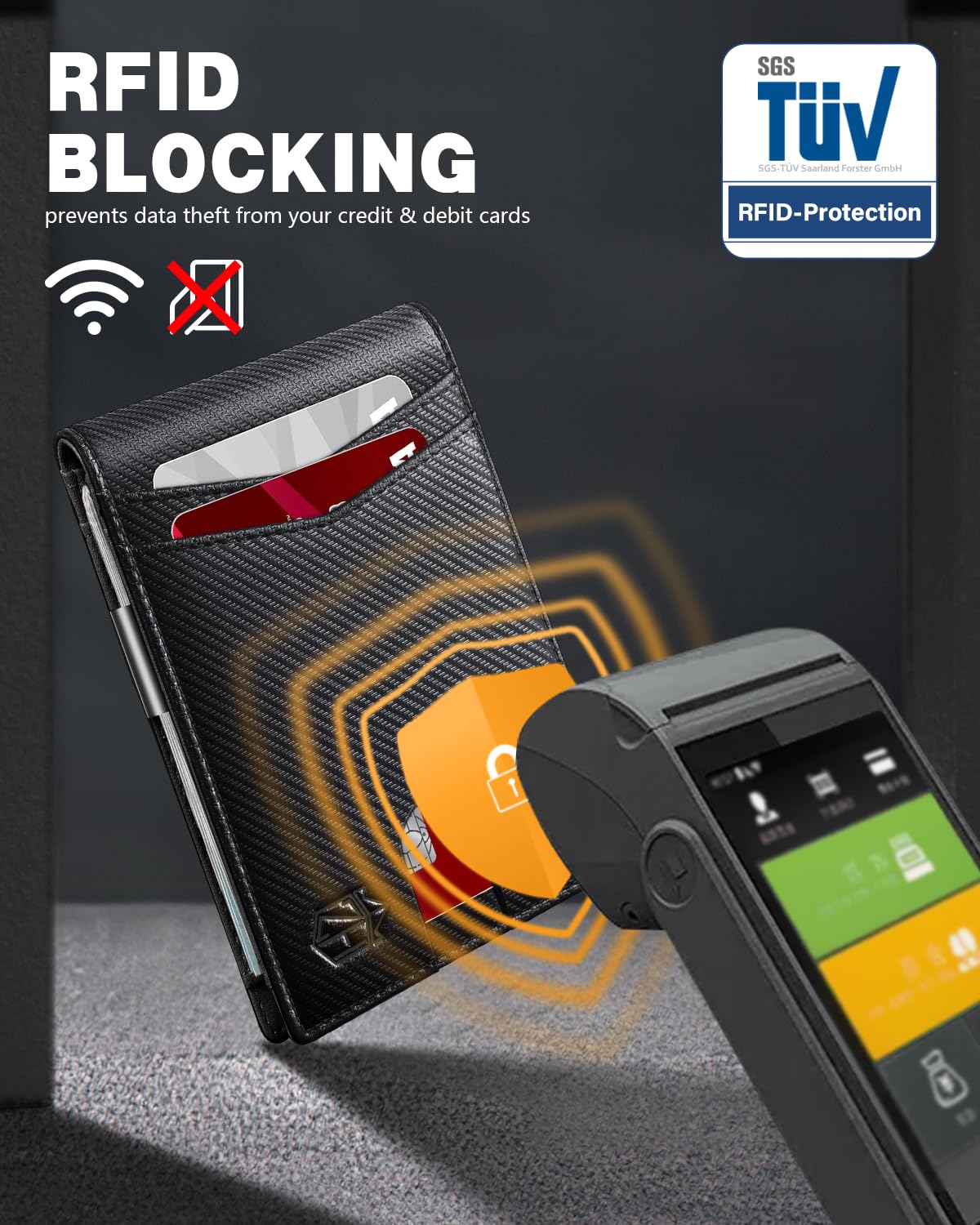 Zitahli Geldklammer-Geldbörsen für Herren, schlanke zweifach faltbare Geldbörse für 10-12 Karten, Herren-Ledergeldbörse mit Ausweisfenster, RFID-blockierender dünner minimalistischer Kreditkartenhalter, Geschenke für Ihn
