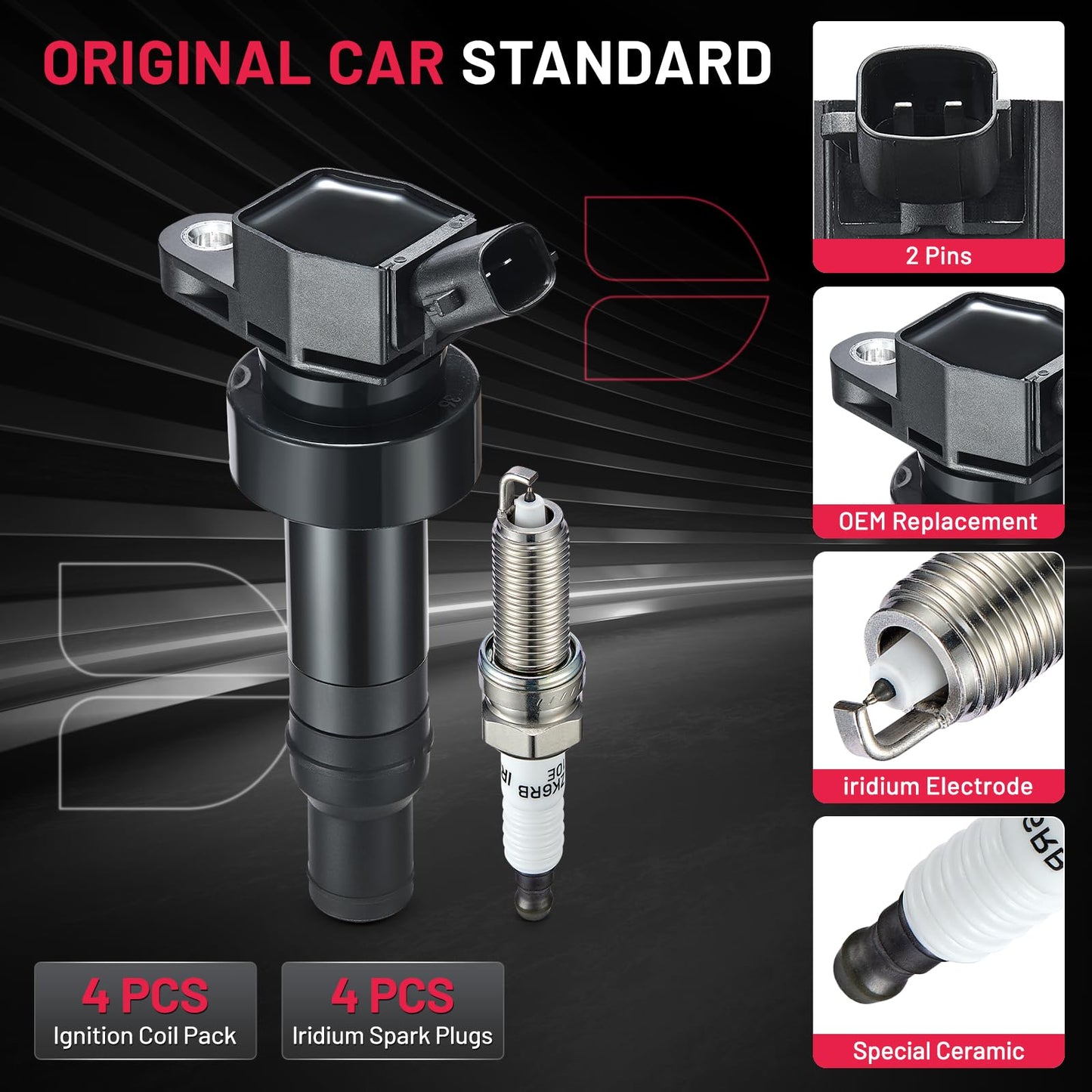 BDFHYK Ignition Coil Pack UF648 and Iridium Spark Plug 97390 Compatible with Jeep Grand Cherokee 2011-2015 Jeep Wrangler Dodge Charger Grand Caravan 2016 Chrysler 200 300 Jeep Coil Pack 3.6L Set of 6
