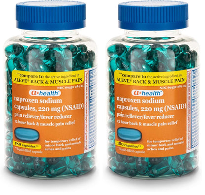 A+Health Naproxen Sodium 220 Mg Liquid Gels Back and Muscle Pain,Pain Reliever/Fever Reducer (NSAID),180 Count (Pack of 2)