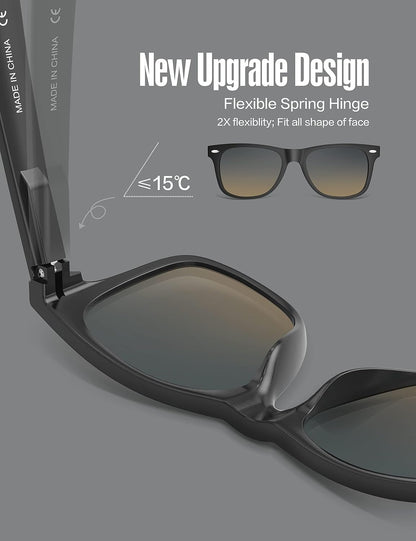 LUENX Polarisierte Sonnenbrillen für Herren und Damen, quadratische Fassung – UV-400-Schutz, 54 mm