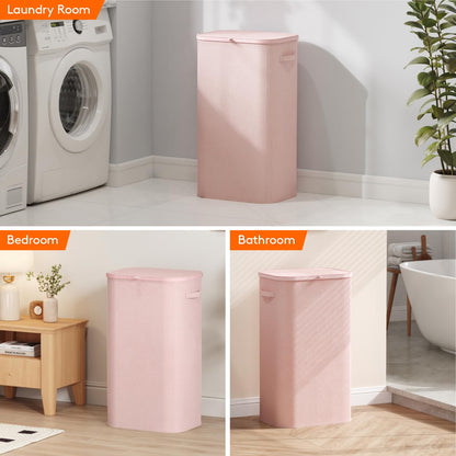 Lifewit 105L Large Laundry Basket with Lid, Laundry Hamper with Plastic Handles and Removable Bag, Foldable Tall Dirty Clothes Hampers for Laundry for Laundry Room, Bedroom, Bathroom, Dorm, Beige