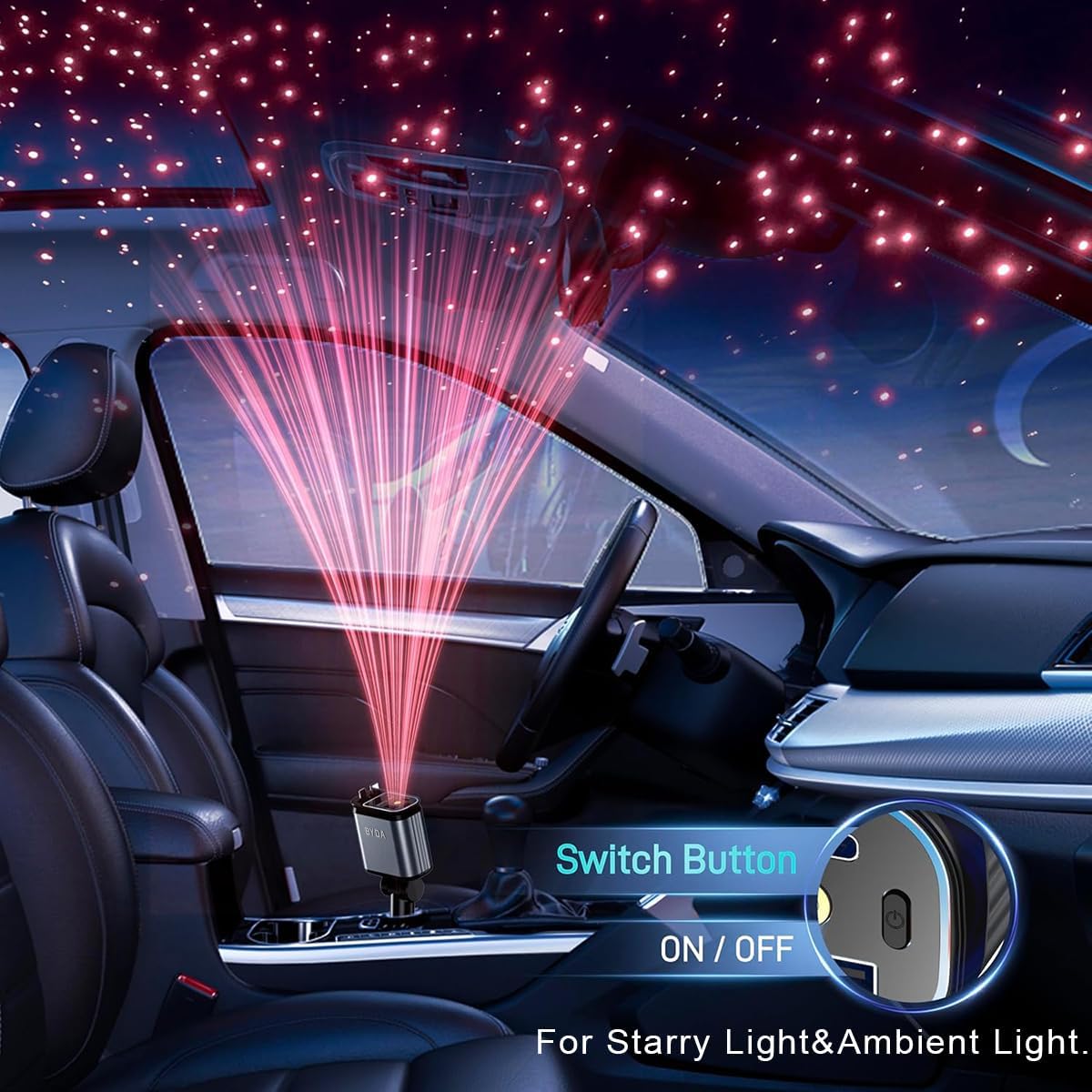 4-in-1 einziehbarer Auto-Ladegerät mit Sternenlicht, 69W USB-C Schnell-Ladegerät, für iPhone 17/16/15/14/13/12/11, Android, Pixel, Zigarettenanzünder-Ladegerät (Lightning+USB-C (Regular))