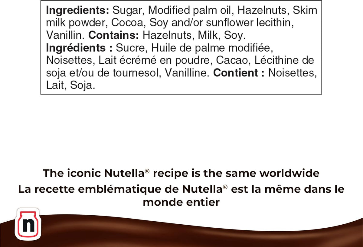 NUTELLA Hazelnut Spread with Cocoa for Breakfast; Bulk 1 Kilogram Jar (Pack of 2)