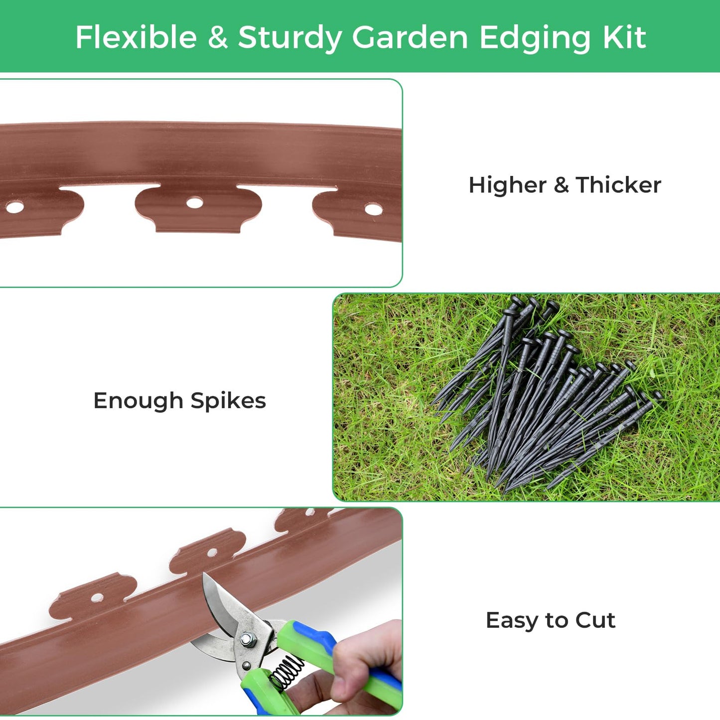 2-Inch x 100 FT Landscape Edging Border with 150 Stakes, Plastic Edging for Landscaping Garden Edging Border, Flexible Landscaping Edging for Garden Flower Beds Yard Lawn Pathway Paver (Black)