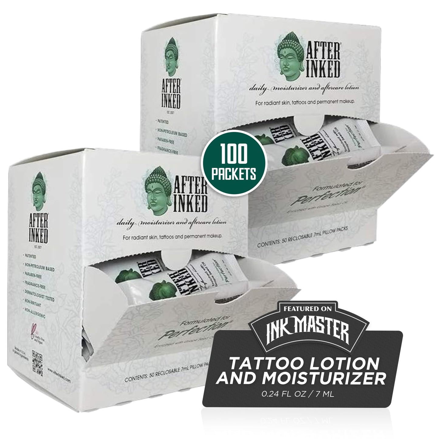 After Inked Tattoo Aftercare Lotion – Moisturizing Balm for Inked Skin, As Seen on INK MASTER – Hydrating Cream with Grape Seed Oil, Skin Nourishment & Daily Maintenance– 3 Fluid oz Tube (12-Pack)