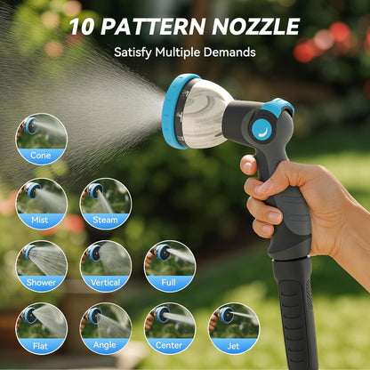 Relhost Retractable Garden Hose Reel, 1/2 in x 120 ft Wall Mount Heavy Duty Hose Reel with Any-Length Lock, Auto Rewind System, 180° Swivel Bracket, and 10-Pattern Nozzle for Garden, Dark Grey