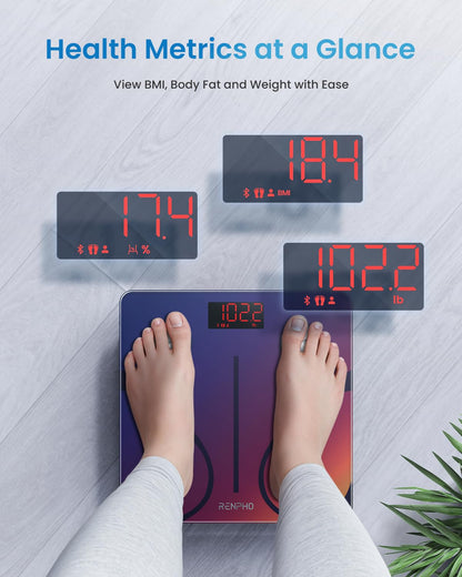 RENPHO Smart-Waage für Körpergewicht, FSA- und HSA-berechtigt, Digitale Badezimmerwaage BMI Waage Bluetooth Körperfettwaage, Körperanalysewaage Gesundheitsanalysator mit Smartphone-App, 400 lbs - Elis 1