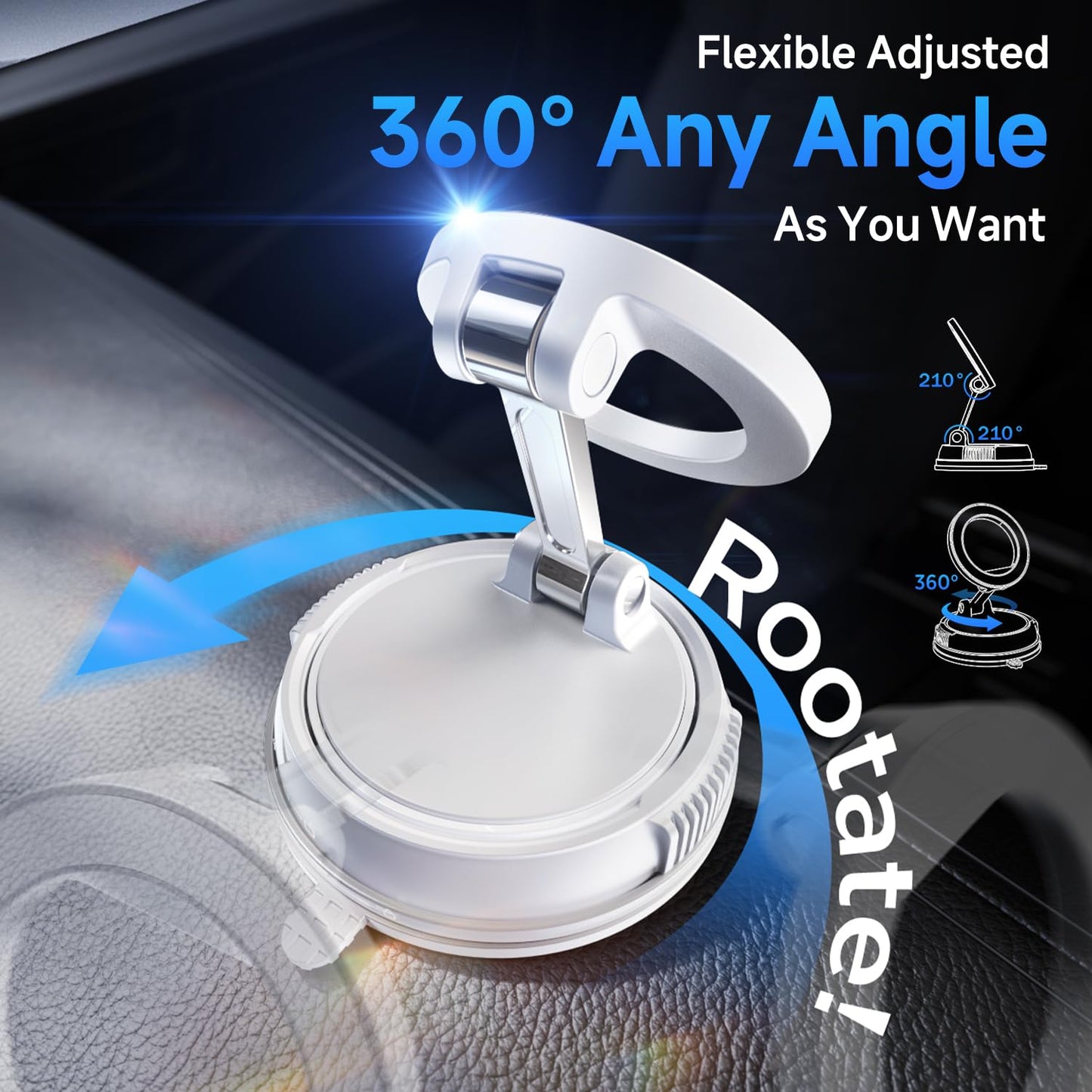ANDERY Car Phone Holder for Magsafe [78+LBS Strongest Suction & 2400gf Strongest Magnetic] 360° Adjustable Car Phone Mount, Phone Holders for Your Car for iPhone 17-12 & All Phones, Father Gifts