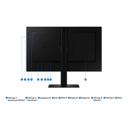 SAMSUNG 27" ViewFinity S6 (S60UD) Series QHD High Resolution Computer Monitor, 100Hz, HDR10, USB-C, Built-In LAN Port, Daisy Chain Support, Easy Setup, Height Adjustable Stand, LS27D606UANXGO, 2024