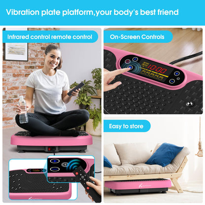 SoftGym Waver Vibration Plate Exercise Machine for Lymphatic Drainage Weight Loss,120 Speed Levels Vibrating Platform with Resistance Bands,Full-Body Workout Equipment for Muscle Activation