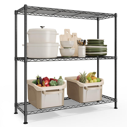 SONGMICS Storage Shelf, Small Metal Wire Shelving Unit, Adjustable Shelves, for Small Spaces, Garage, Bedroom, Living Room, Kitchen, Pantry, 5 Tier, 11.8 x 11.8 x 47.6 Inches, Ink Black ULGR123BH01