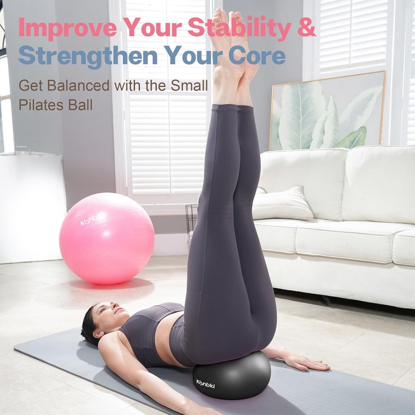 kisnbld Kleiner Gymnastikball, 9 Zoll Mini Pilates Ball, Anti-Burst und Rutschfester Mini Yoga Ball für Stabilität, Fitness, Physiotherapie, Dehnung und Rumpfkrafttraining zu Hause, im Fitnessstudio und Büro