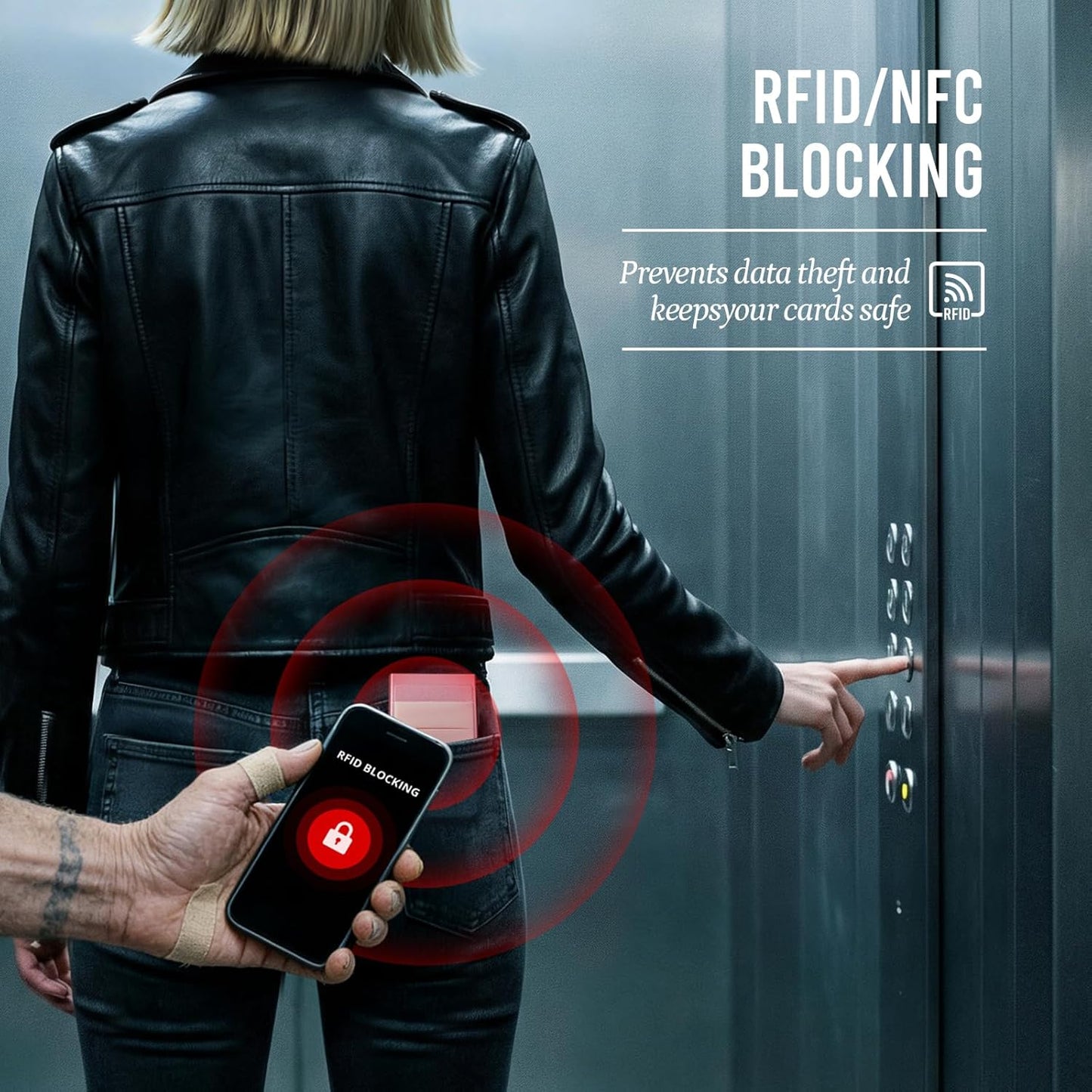YESIIW Minimalistisches Pop-up-Kartenetui für Herren, RFID-blockierend | Schlankes Visitenkartenetui mit Geldfach | Aluminium-Metall-Bankkartenetui für Scheine, Münzen und Debitkarten