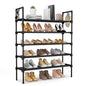 LANTEFUL 3 Tier Shoe Rack for Closet, Shoe Organizer with 5 Hooks, Long Shoe Shelf Storage for Sneaker and Boot Stackable Free Standing Shoe Rack for Entryway, Garage, Small Spaces, Dorm