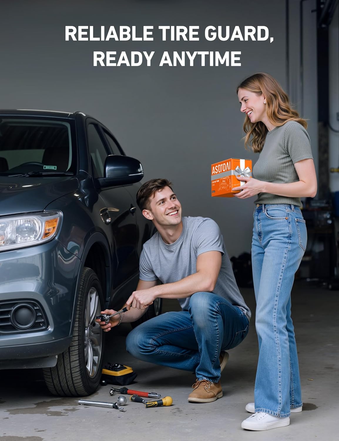 AstroAI Tire Inflator Portable Air Compressor Tire Air Pump for Car Tires - Car Accessories, 12V DC Auto Pump with Digital Pressure Gauge, Emergency LED Light for Bicycle, Balloons, Yellow