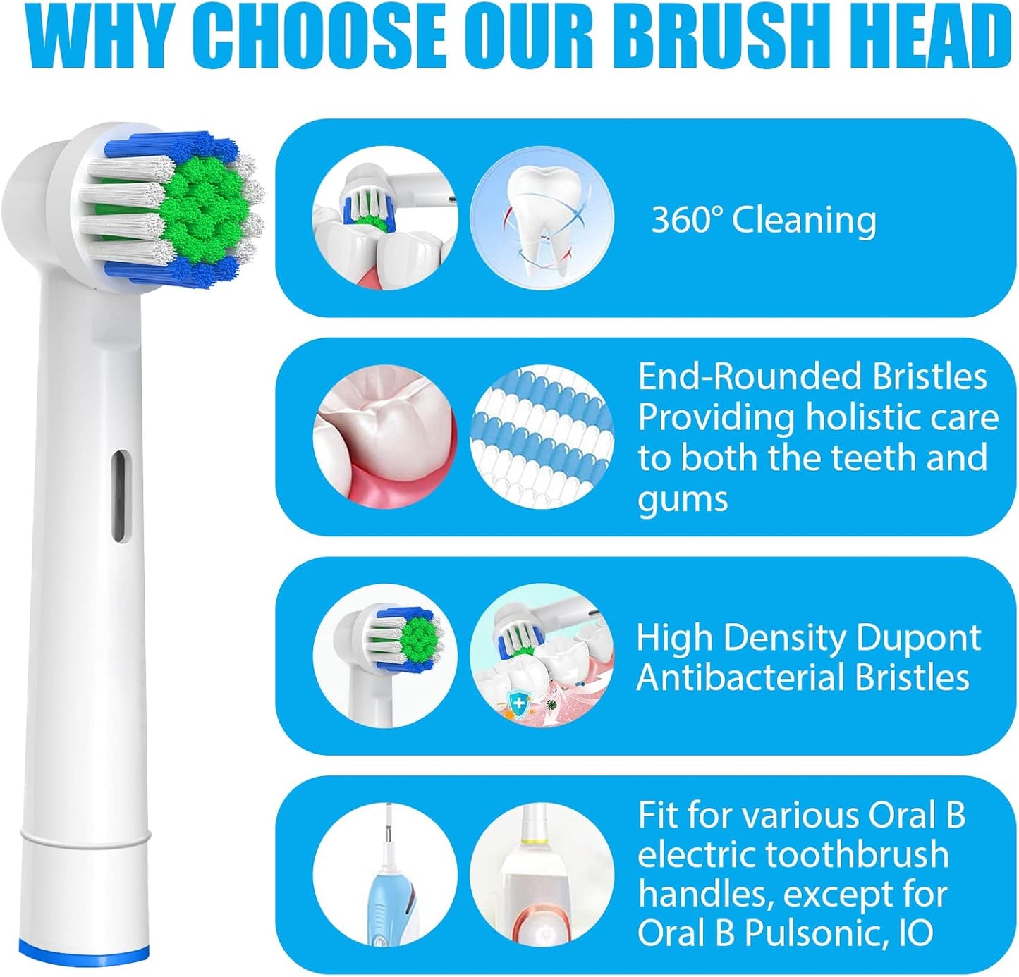 Ersatz-Zahnbürstenköpfe kompatibel mit Oral B Braun, 20 Stück professionelle elektrische Zahnbürstenköpfe Ersatzköpfe für Oral B Nachfüllpackung Pro 500/1000/1500/3000/3757/5000/7000/7500/8000