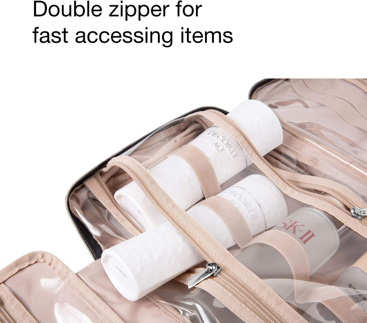 BAGSMART Kulturbeutel Reise-Organizer mit Aufhängehaken, wasserdichte Make-up-Kosmetiktasche für Zubehör, Shampoo, Standardbehälter, Toilettenartikel
