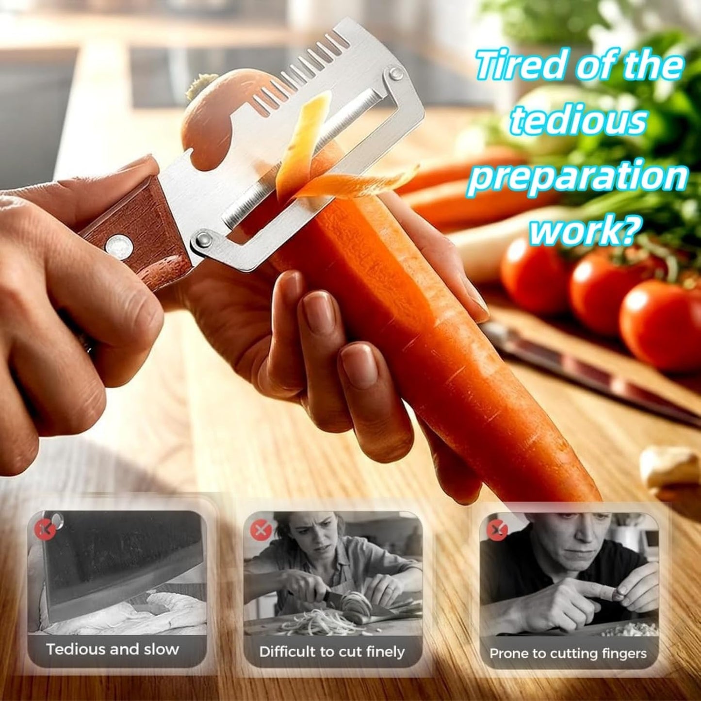 NEW Premium Vegetable Peeler with Wooden Handle and Bottle Opener