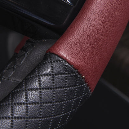 CAR PASS Line Rider Mikrofaser-Leder Sportlicher Lenkradbezug Universal Passend für 95% LKW, SUV, PKW, 36,8-38,1 cm Rutschfest Sicher Bequem Design (Schwarz-Grau)
