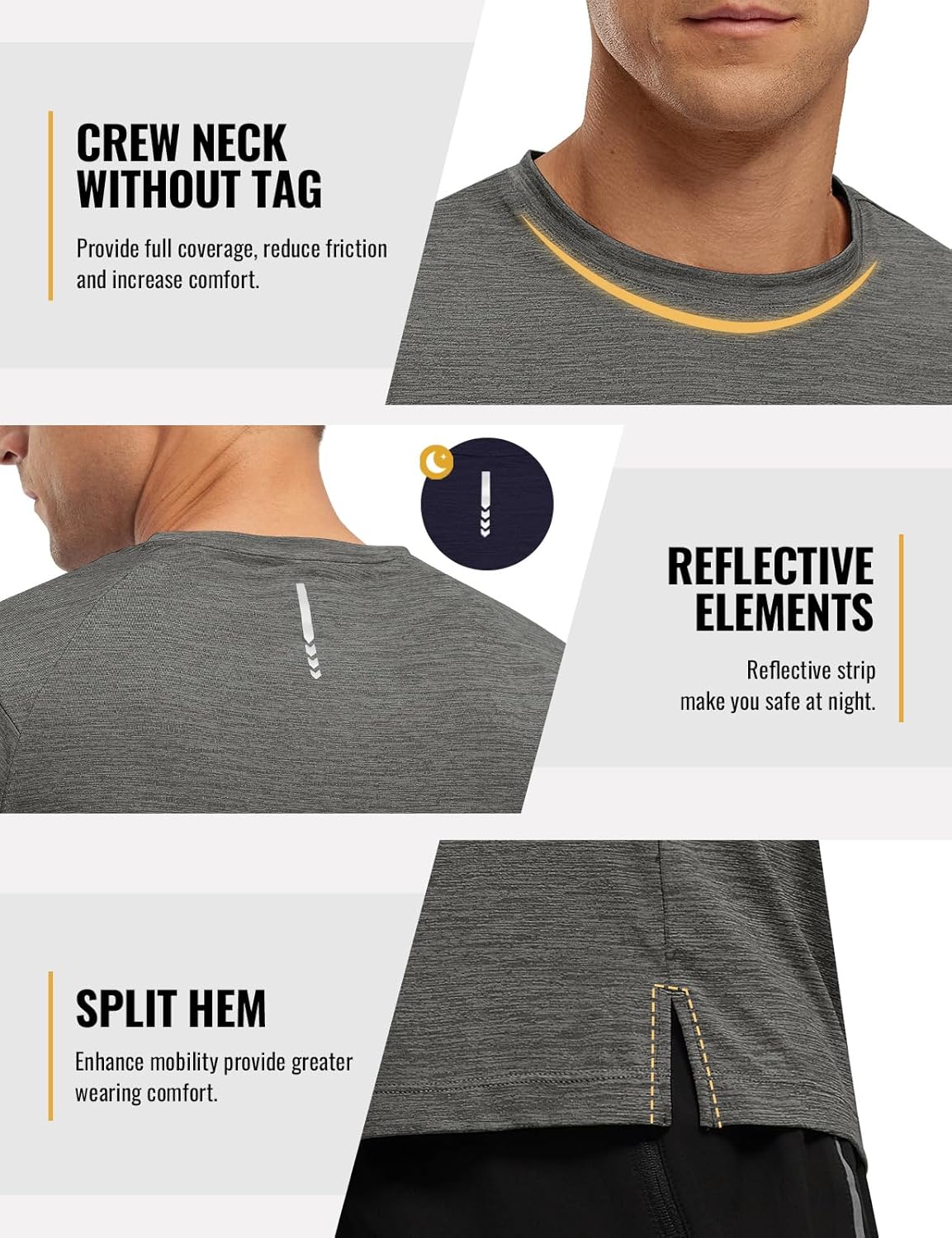 Rdruko Herren Kurzarm Trainingsshirts – Trockene Passform – Feuchtigkeitstransportierend – Für Laufen, Fitnessstudio, aktiven Sport