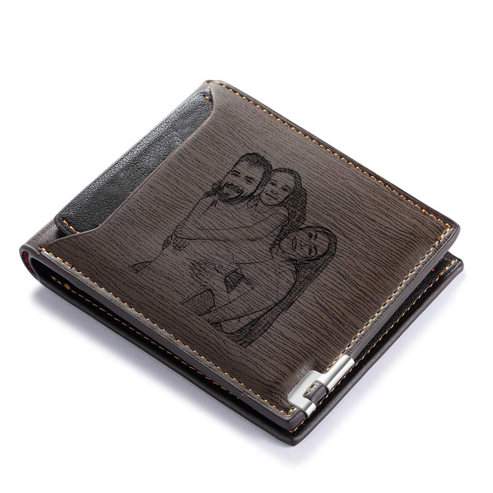 Custom Wallets for Men Personalized Leather Photo Wallet Fathers Day Gift for Dad Boyfriend